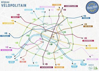 Plan du vélopolitain du Grand Paris 
