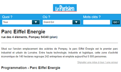 Site Eiffel Energie, une source d'emploi...