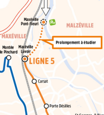 Ligne 5 : la prolonger sur l'avenue de Metz, jusqu'à un parking au niveau de l'A31